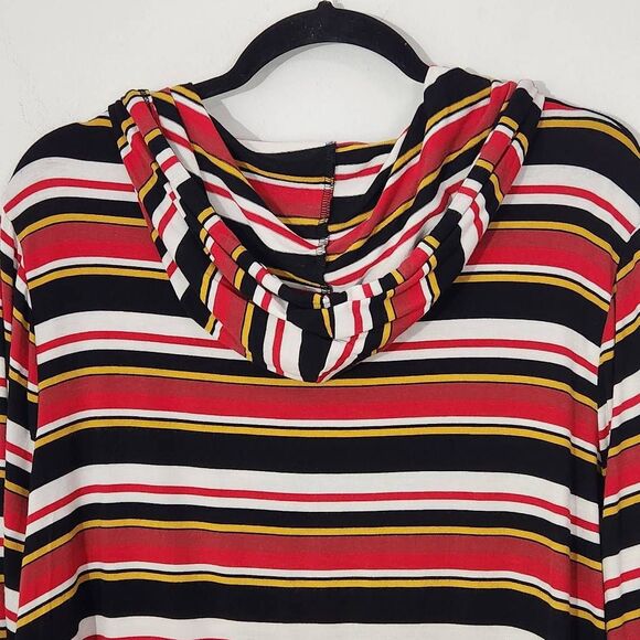 Express Red Stripe Cropped Hoodie Size XL Striped Knit Top with Hoodie - Picture 5 of 7